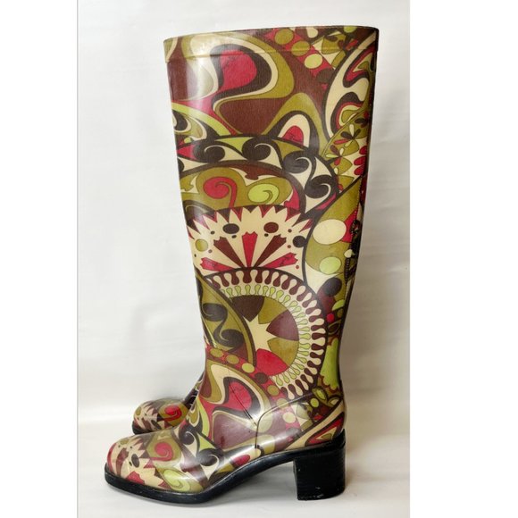 Emilio Pucci Shoes - RARE! EMILIO PUCCI KNEE HIGH 90'S HEELED RAIN BOOTS